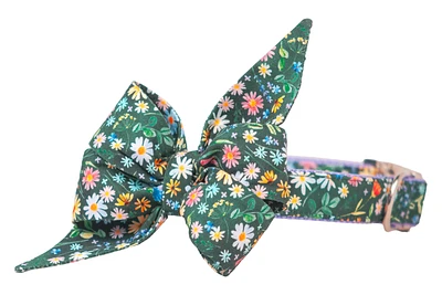 Bloom Time Belle Bow Dog Collar : Silver / Medium (1