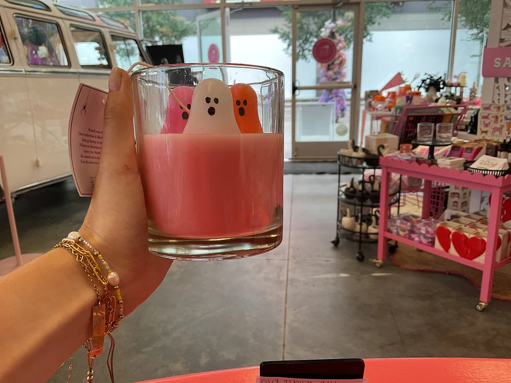 Pink and orange ghost candle