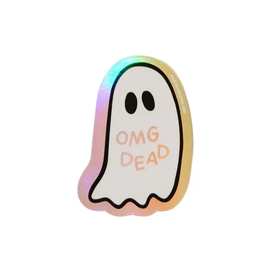 OMG Dead Halloween Ghost Holographic Vinyl Sticker