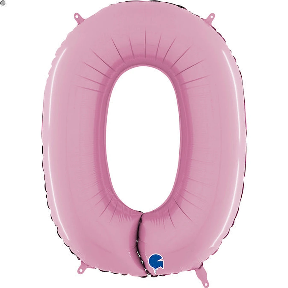 Foil Number Balloons - Pastel Pink 0