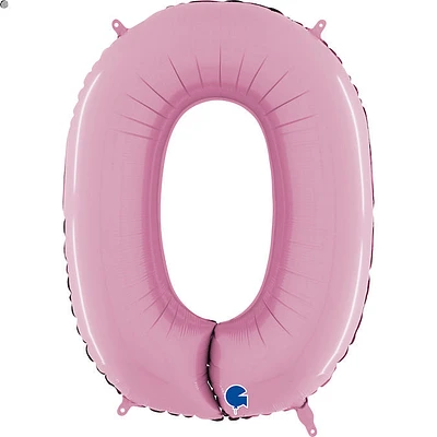 Foil Number Balloons - Pastel Pink 0