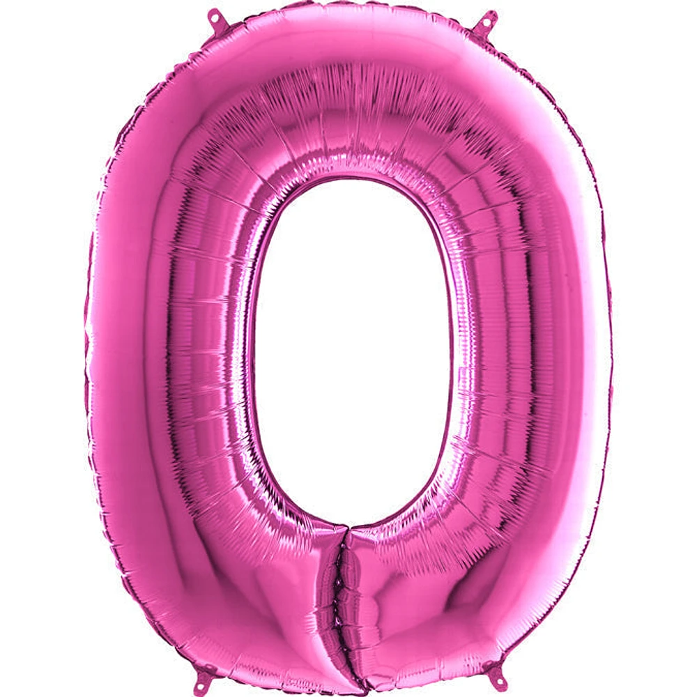 Foil Number Balloons - Hot Pink 0
