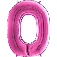 Foil Number Balloons - Hot Pink 0