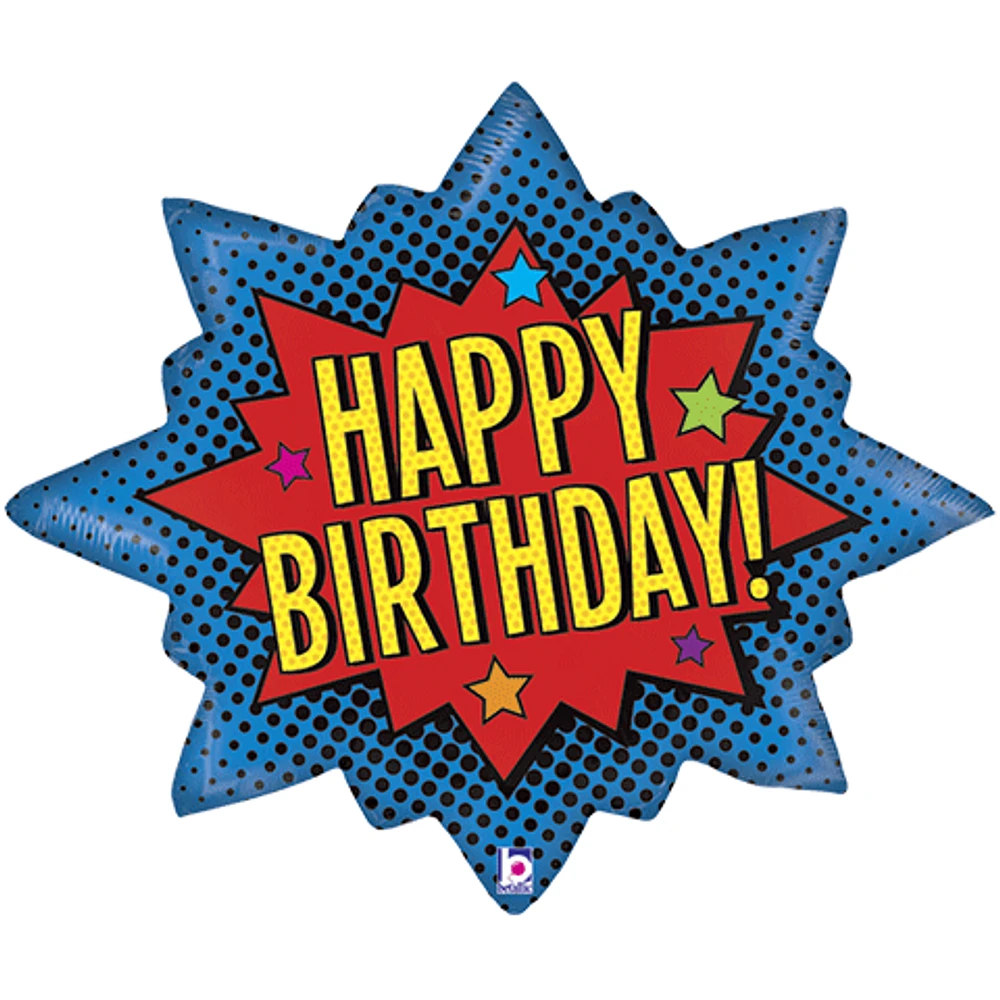 Comic Burst HBD Foil Balloon