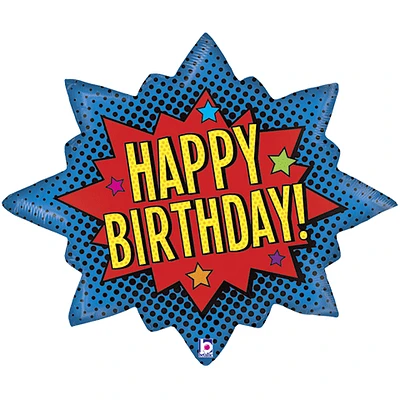 Comic Burst HBD Foil Balloon