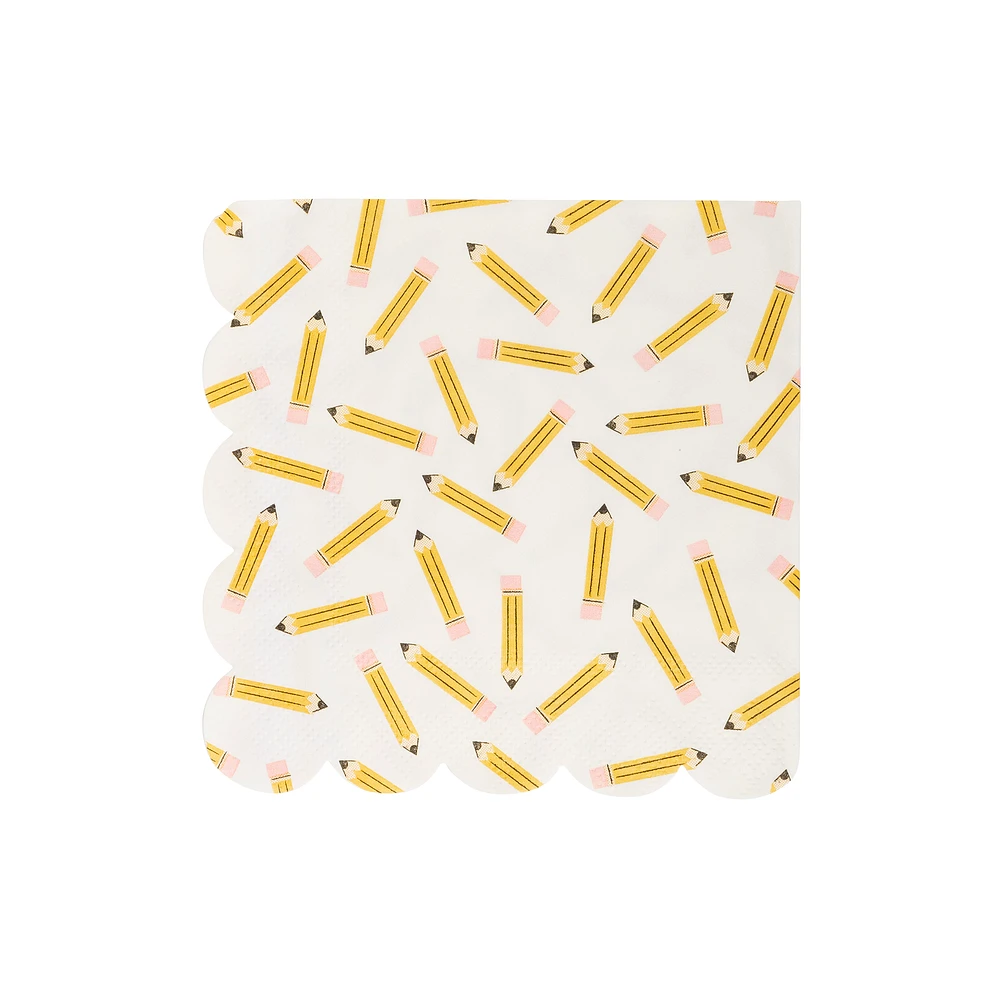 Pencil Pattern Scallop Cocktail Napkin