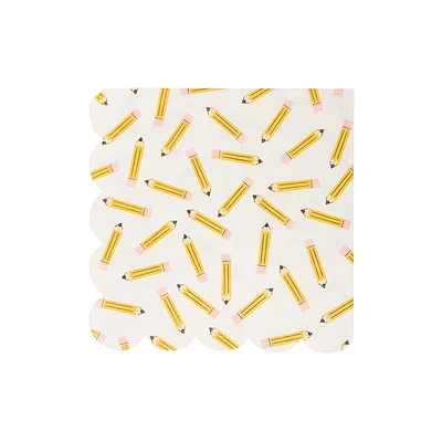 Pencil Pattern Scallop Cocktail Napkin