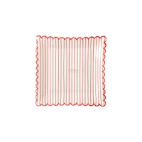 Red Striped Scalloped Plates - 8 ct.