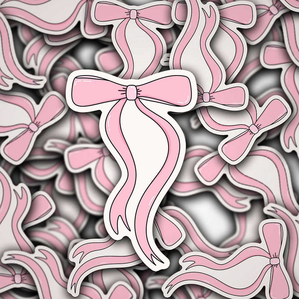 Long Pink Bow Sticker