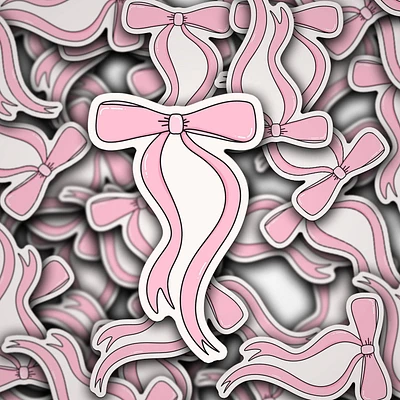 Long Pink Bow Sticker