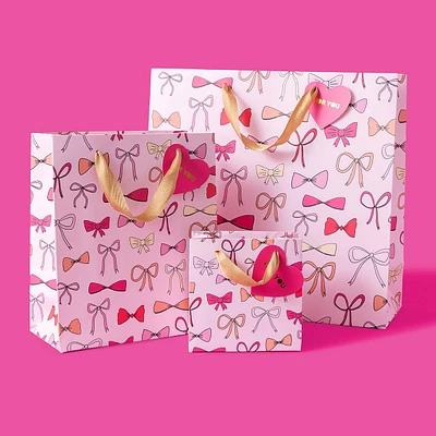 Pink Bows Gift Bags - 3 Sizes Large