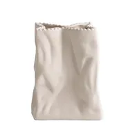 Ceramic Paper Bag Vase - Beige