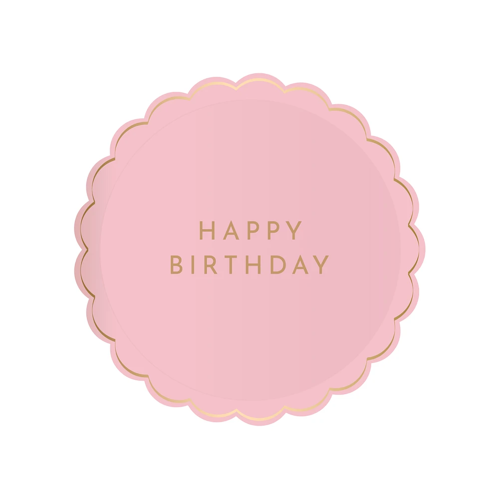 Pink Scallop HAPPY BIRTHDAY Plates - 8 ct.