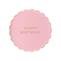 Pink Scallop HAPPY BIRTHDAY Plates - 8 ct.