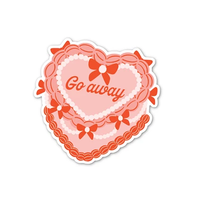 Go Away Heart Cake Sticker (funny, cute, gift, trendy)