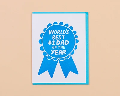 #1 Dad Ribbon Letterpress Greeting Card