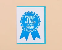 #1 Dad Ribbon Letterpress Greeting Card