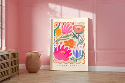 Colorful Flower Market Print - Pink