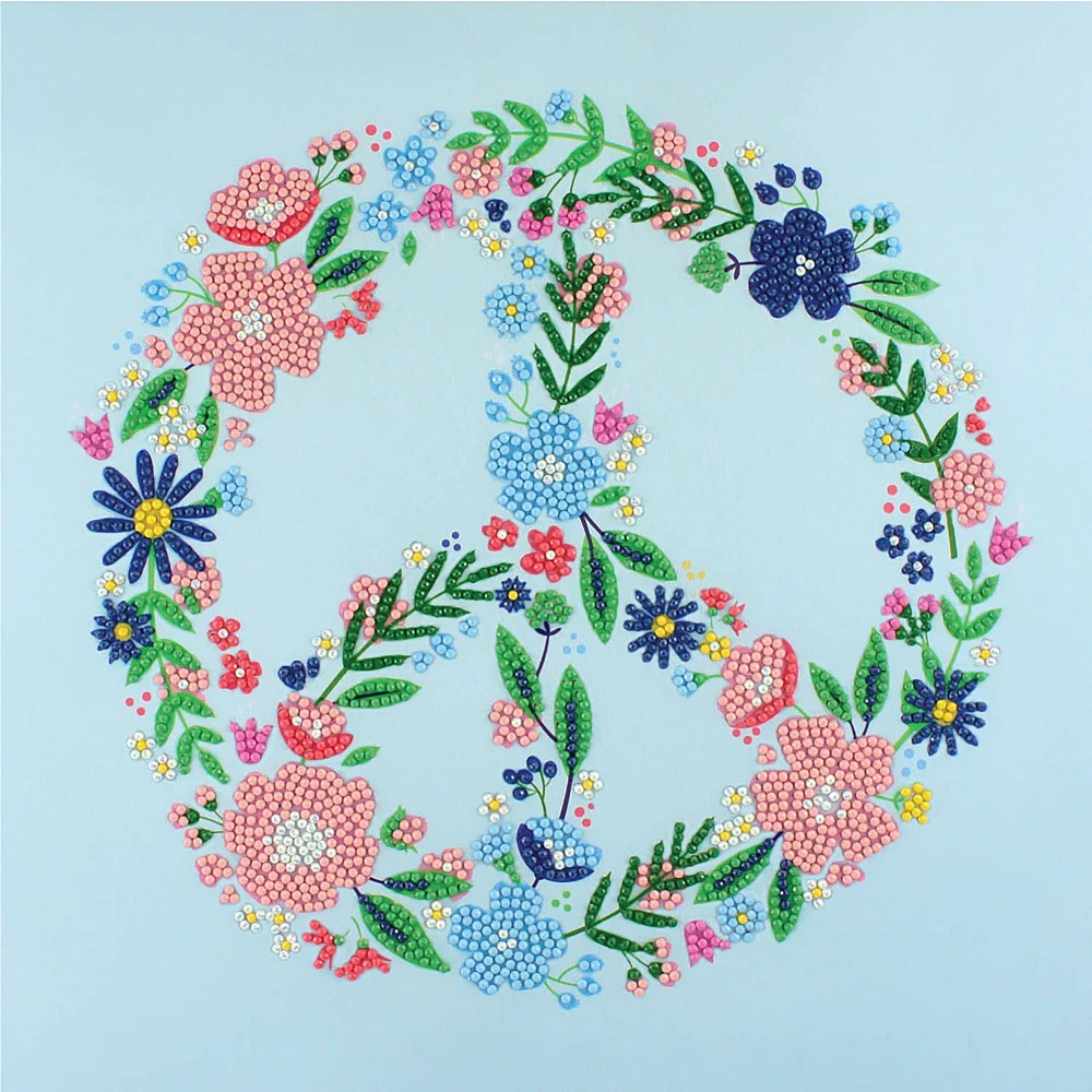 Floral Peace Sign Diamond Painting Kit