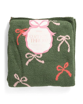 Christmas Bow Throw Blankets - Pink