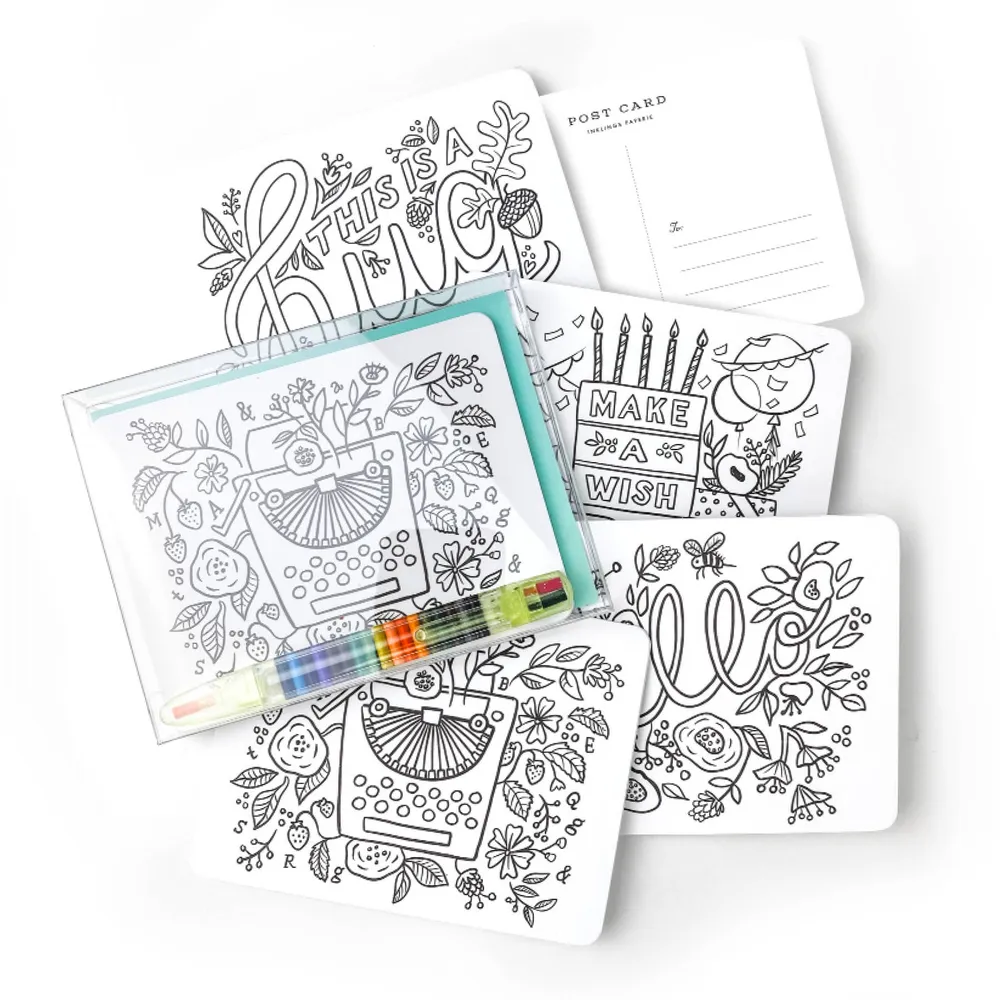 Color-In Postcard Kit - Floral - Kids Gift