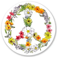 Floral Peace Sign Vinyl Sticker