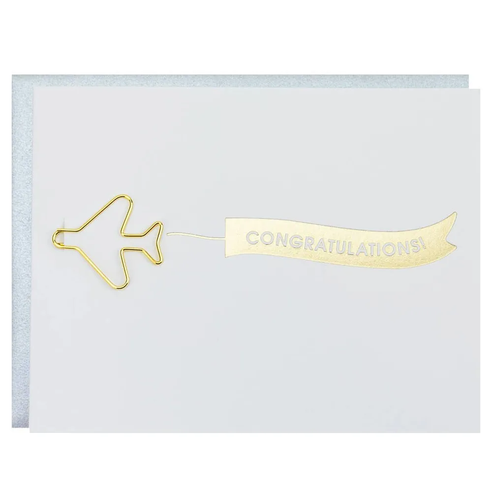 Congratulations Banner Paper Clip Letterpress Card