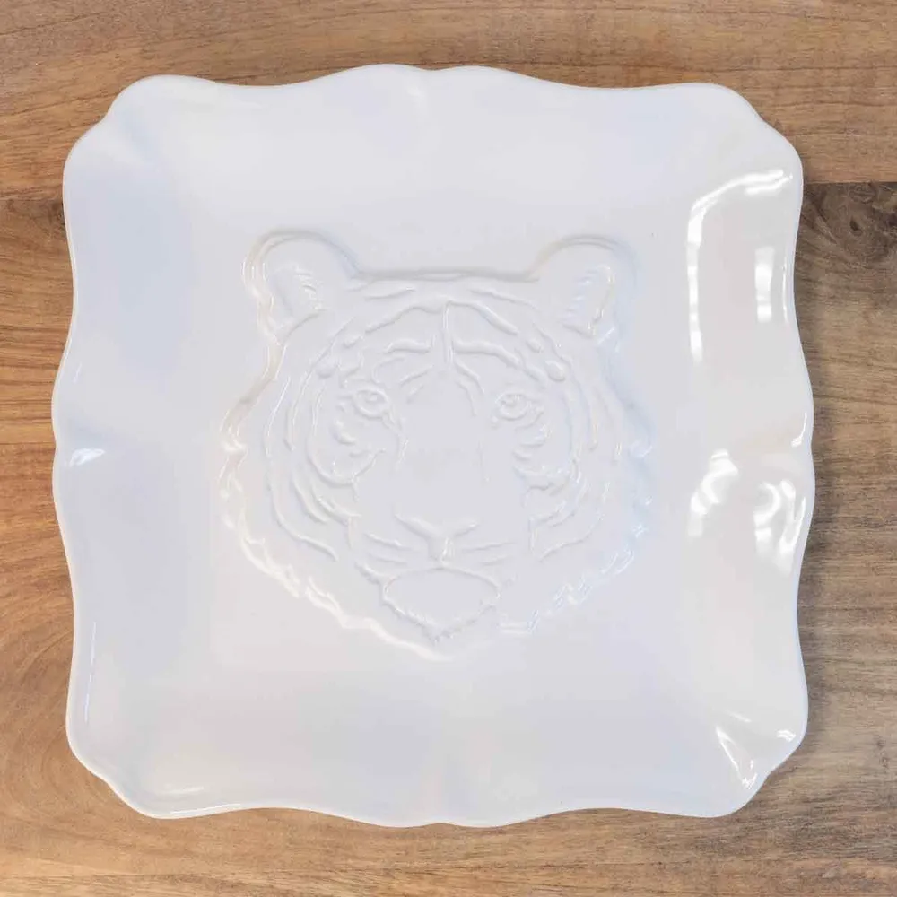 Tiger Square Platter   White   11.5x11.5