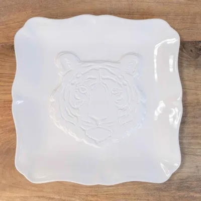 Tiger Square Platter   White   11.5x11.5