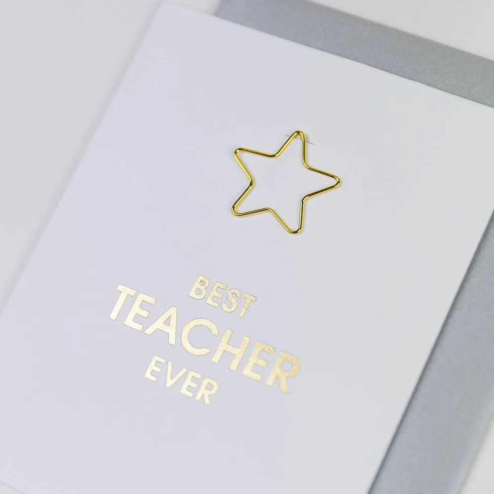 Best Teacher Ever Paper Clip Letterpress Card