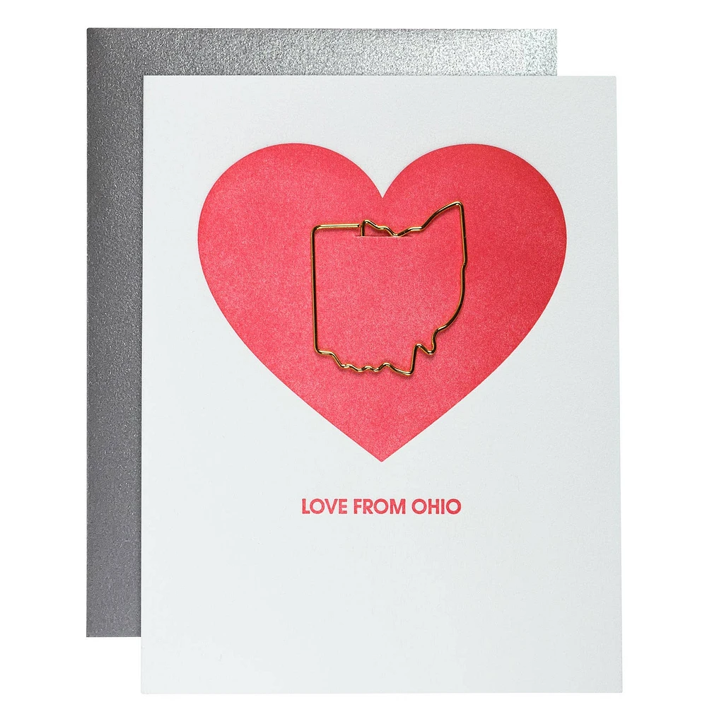 Love From Ohio - Paper Clip Letterpress Card