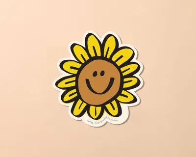 Happy Sunflower Garden Flower Vinyl Sticker