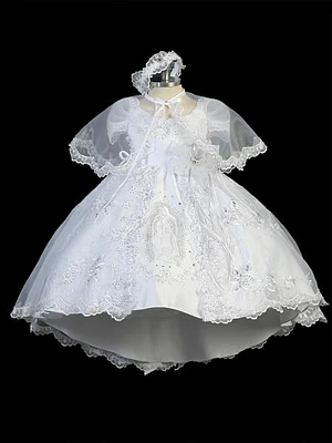 BAPTISM DRESS WITH TRAIN & MARIA ON SKIRT