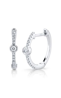 Shy Creation Diamond Bezel Hoop Earrings SC55007494