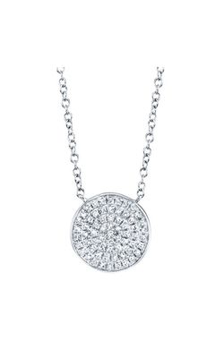 Shy Creation Diamond Pave Disc Circle Pendant Necklace SC55002398