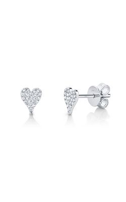 Shy Creation Diamond Pave Heart Stud Earrings - Mini SC55006717