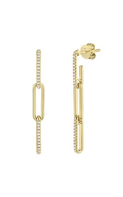 Shy Creation Diamond Paper Clip Link Earrings SC55009644