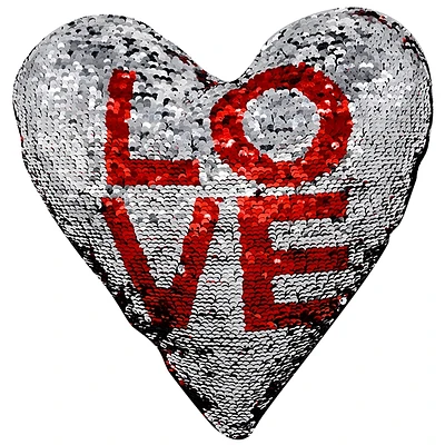 Love Heart Shaped Sequin Pillow