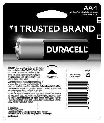 Duracell AA Batteries 4 Pack