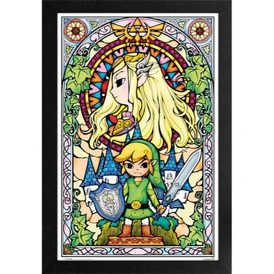 The Legend Of Zelda Stained Glass 13″ x 19″ Framed Wall Art