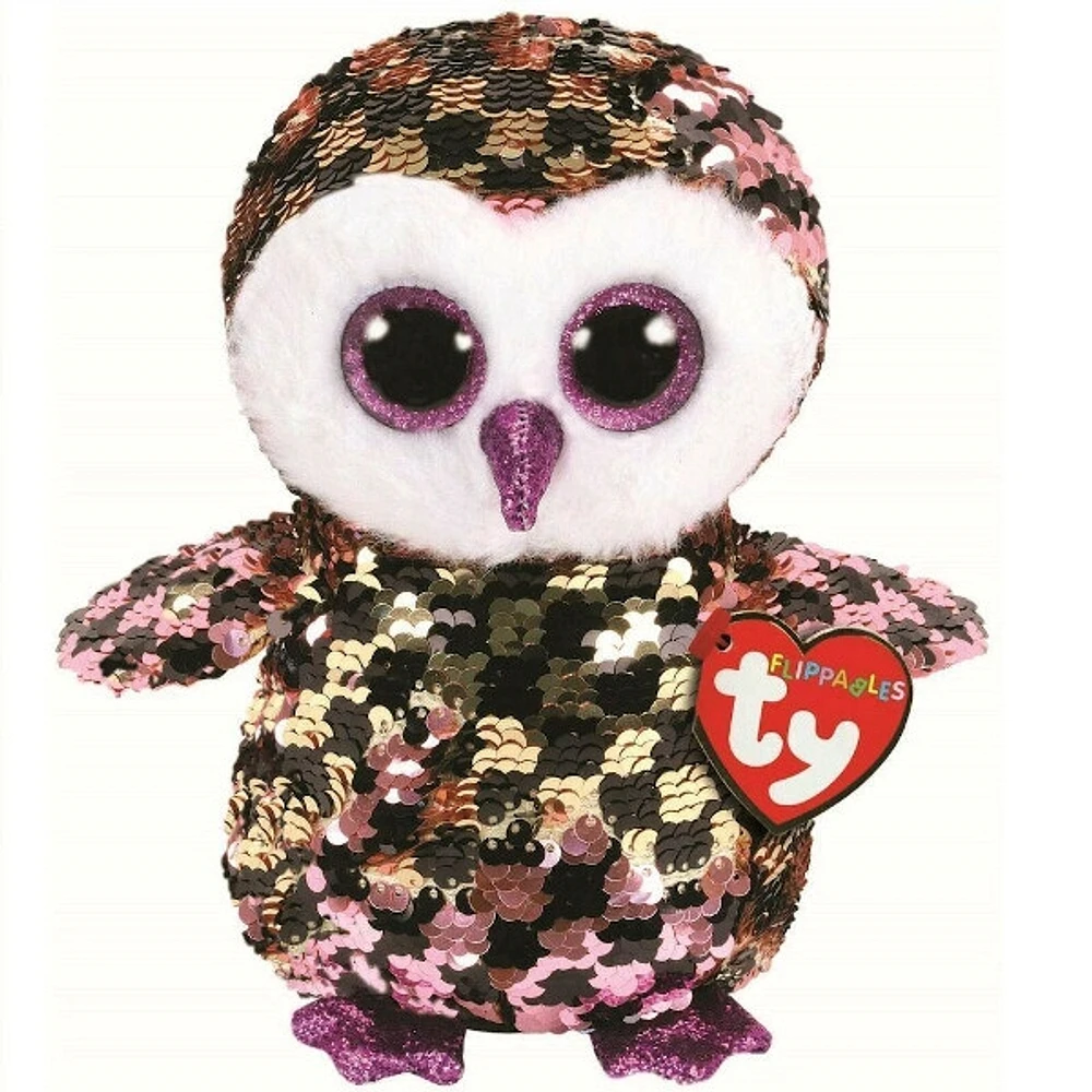 TY Flippables Sequin Plush – CHECKS the Owl Medium Size