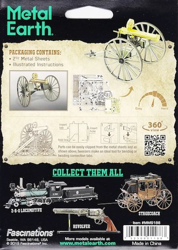 Old West Gatling Gun Metal Earth 3D Model Kit