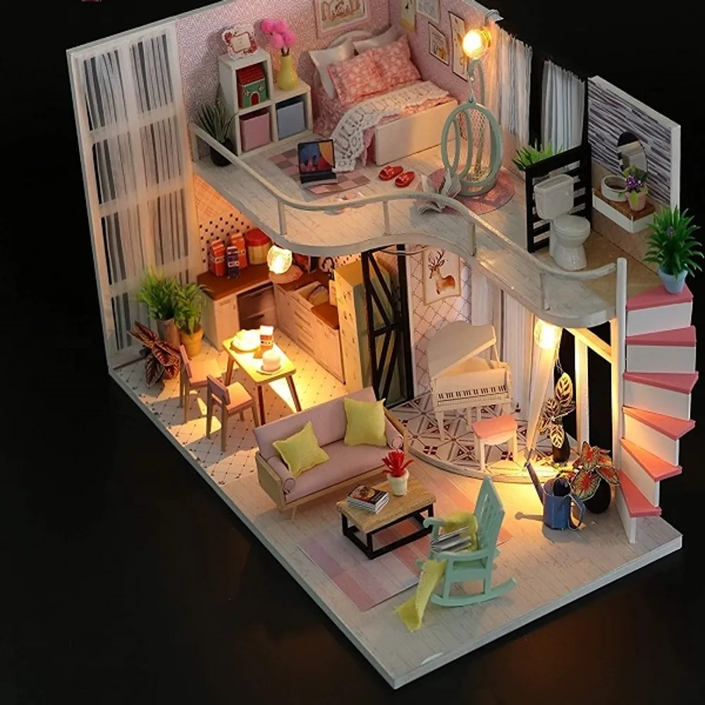 Tradeopia Kit de maison de poupée miniature diy paris midnight, kit  d'artisanat modèle 3d, lumières led, adolescent adulte, adapté à l'âge de  14 ans