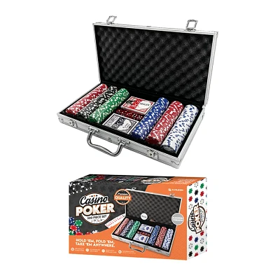 300 Piece Poker Set Casino Style Poker Chips Set with a Aluminum Finish Case