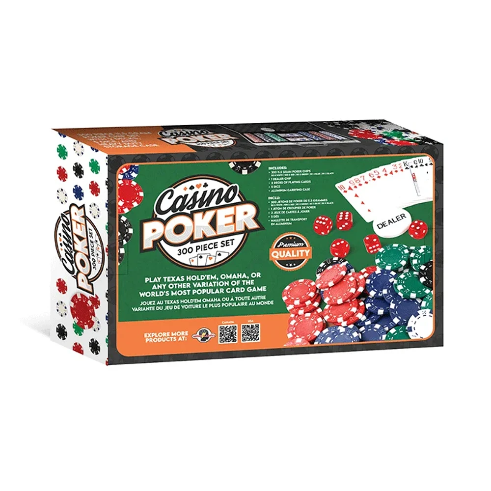 300 Piece Poker Set Casino Style Poker Chips Set with a Aluminum Finish Case