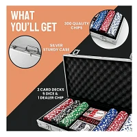 300 Piece Poker Set Casino Style Poker Chips Set with a Aluminum Finish Case