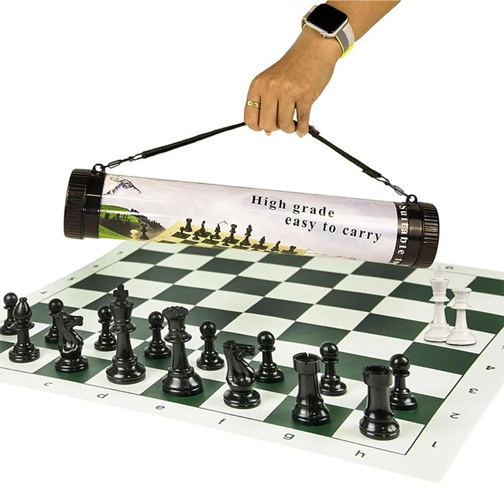 Chess Set in Tube, Portable Play-Anywhere Chess