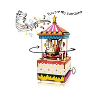 3D Wooden Puzzle Music Box Merry Go Round