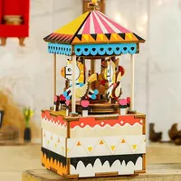 3D Wooden Puzzle Music Box Merry Go Round