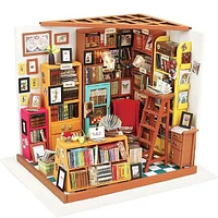 Wooden DIY Miniature Dollhouse Kit with Furniture and Accessories, Sam’s Study